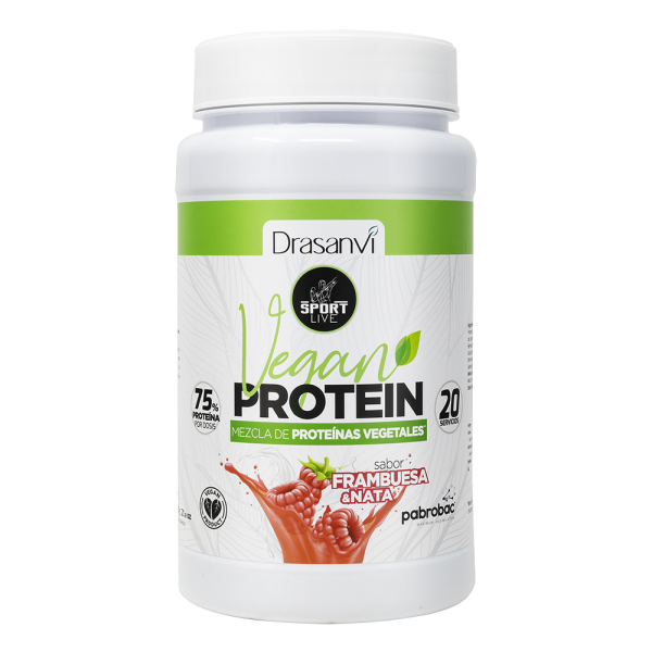 DRASANVI PROTEINA VEGANA SABOR FRAMBUESA Y NATA 600 GR